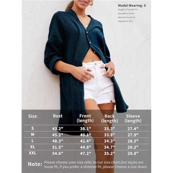 Bathing Suit Cover Up Beach Cover Ups Button Down Shirts For Women - Picture 6 of 7